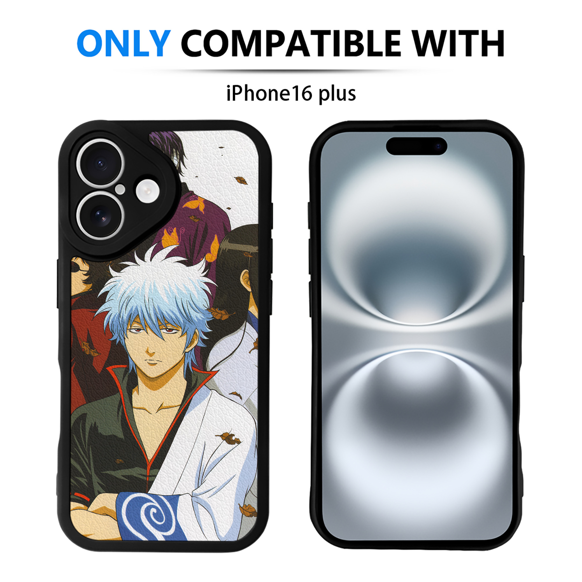 （画像用） ぎんたま 坂田銀時（さかたぎんとき） 神楽 志村新八（しむら しんぱち） GINTAMA Sakata Gintoki Kagura Shimura Shinpachi 【iPhone 16シリーズ対応】シリコンスマホケース（レザー調） 材質：シリコン